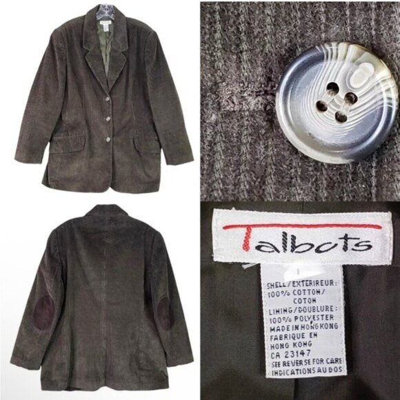 Talbots Blazer Women's Size Medium Olive Green Corduroy Button Up Jacket Cotton - Picture 11 of 11